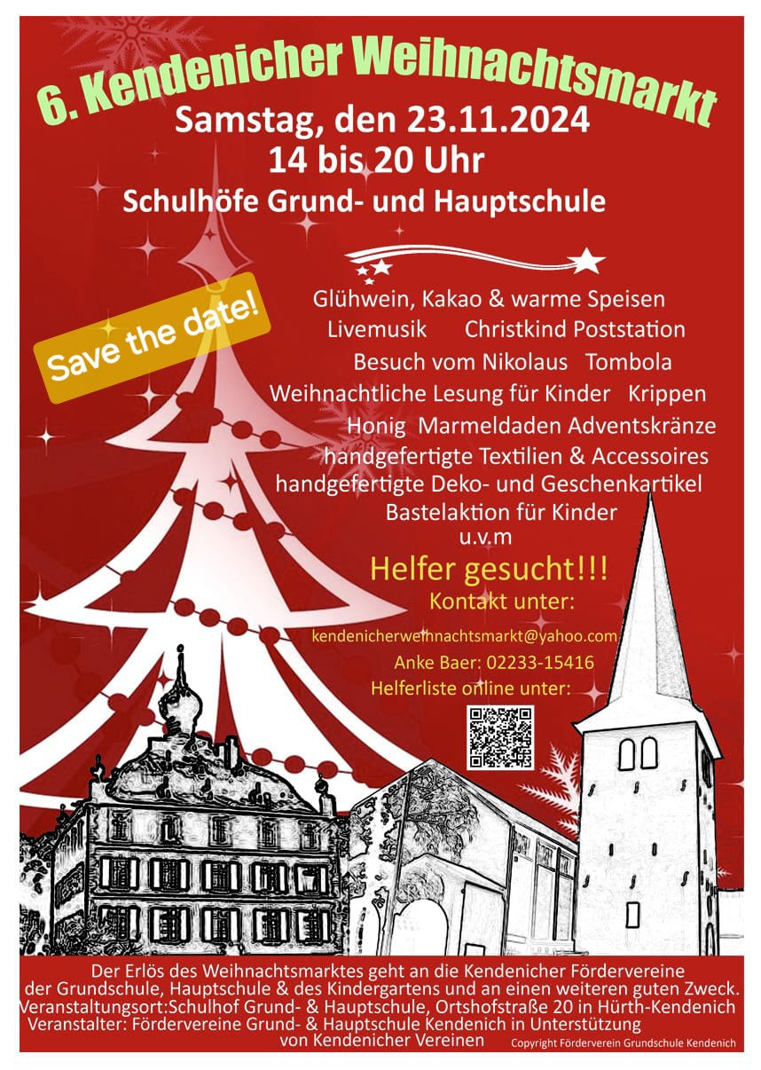 Save the date: Weihnachtsmarkt in Hürth-Kendenich am Sa., 23.11.2024